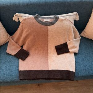 Workshop Republic Clothing Colorblock Sweater - Brown, Cream, Gray